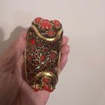 ZARA Resin Cuff Bracelet Orange Coral Gold SOLD OUT Chunky Bohemian Boho Artsy Photo 3