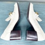 Tory Burch Jessa White Croc Embossed Leather Brass hardware Heeled Pumps Photo 3
