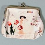 Light Pink Pastel Fashion Tulips Flowers Floral Coin Purse Pouch Bag Wallet Cardholder 🌷✨ Photo 1