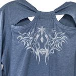 Harley Davidson Y2K Womens Blue Long Sleeve Shirt Tattoo Fairy Moto Biker Photo 7