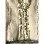 Montanaco Faux Suede Fur Trimmed Toggle Jacket Womens S Beige Winter Warm Chic Tan Photo 9