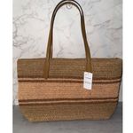 Coach NWT  Straw and smooth leather City Tote Bag CBG87 Im/Honey Brown Photo 10