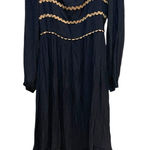 La Lavon Navy Blue Square Neck Ric Rac Trim Tiered Maxi Dress Size L Black Size L Photo 0
