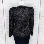 Vintage 80s R&K Evening Floral Glittered Velvet Jacket Black Gold 14 Photo 3