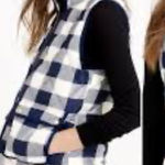 J.Crew Navy Buffalo Plaid Puffer Vest Size XS Photo 0