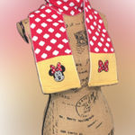 Disney Minnie Mouse Knit Patch Embellished Embroidered Polka Dot Winter Scarf Photo 0
