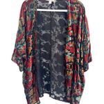 Chelsea and Violet Womens Fall Foliage Lagenlook Open Front Velvet Kimono Size XS Photo 1