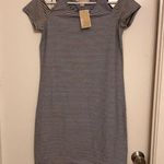 MICHAEL KORS Dress Women’s Size XS MK Coke Shoulder Short Sleeve Striped Dress Black Photo 0