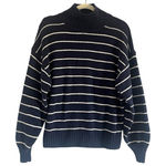 Gap CashSoft Mockneck Sweater navy blue stripe Sz XS Preppy Chic Boxy Cabin Core Photo 0