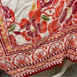 Lola P. Asymmetrical Boho Midi Dress Orange Floral Handkerchief Hem Photo 2