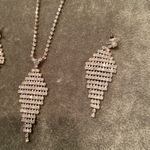 BOUTIQUE Rhinestone Raindrop Necklace and Earrings Silver Photo 4