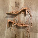 Chinese Laundry Yita Heels Tie Strap Sandals in Smooth Orange - NWOT Photo 1