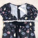 MABLE Black Floral Milkmaid Midi Dress Sweetheart Fairy Grunge WhimsiGoth Small Photo 9