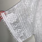 Democracy  crochet front & full back dolman sleeves white shirt woman size SMALL Photo 3