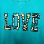 No Boundaries  Teal Crewneck Sweater with LOVE size L Photo 1