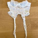 Pretty Little Thing  - Broderie Frill Edge Bandeau Corset Top in White & Pink Photo 0