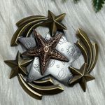 Star Bronze Silver brass tripple tone brooch necklace Gold Photo 0