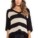 Free People striped cozy v-neck quarter length sweater, S Photo 0