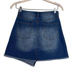 easel NWT Burgundy Plaid Flannel Panel Denim Asymmetrical Mini Skirt Large Photo 5