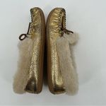 J.Crew Lodge Shoes Size 7 Gold Crackled Metallic Slipper Photo 6