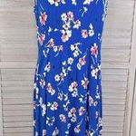 L.L.Bean Pull Over Easy Sleeveless Fit & Flare Midi Dress Blue/Floral-LP Photo 0