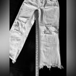 We The Free Button Fly Jeans Off-White Women’s Size 31 Distressed Raw Hem Photo 2