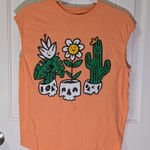 Call Your Mother Cactus Cotton Tank Top Women's Medium Orange Photo 0