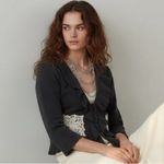 Anthropologie Leifsdottir Boiled Wool Lace Attache Cardigan Charcoal Gray Medium Photo 2