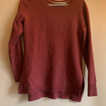 Athleta  Maroon Textured Sweater Crew Neck Long Sleeve Top Shirt Women Small Photo 0