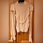 ZARA Crochet Tonal Ruffle Long Bell Sleeves Knit Sweater in Cream Size Large Photo 9