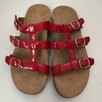 Vionic  Cherry Red Patent Misa Adjustable Hook & Loop Slide Comfort Sandals 8 Photo 2