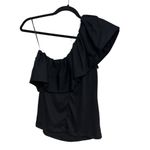 Who What Wear NWT Target  Ruffle One Shoulder Asymmetrical Top in Black - Size S Photo 2