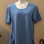 Denim & Co  1X Blue Cross Back Short Sleeve Plain Casual Workout Photo 0