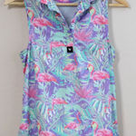 Bad Birdie Sleeveless‎ Golf Polo Shirt Flamingo "Mingos" Print Women's XS Purple Photo 0