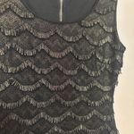 Guess Women’s Dress Fringe Scallop Sleeveless Lined Black Gold Size 4 Photo 1