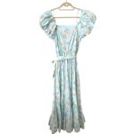 Love Shack Fancy X TARGET Floral Puff Sleeve Midi Dress Blue Sz 0 Photo 3