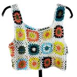 Indie Retro Tank Crochet Crop Top Boho Y2K Festival Knit Medium Large Pastel White Size undefined Photo 0