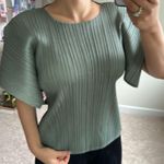 Elegant Pleated Top in Sage Green. S Green Photo 5
