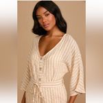 Lulus Weekend at the Beach Tan Striped Romper Women’s Size S Photo 7