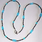 Hematite Gunmetal Gray Dark Metal Gray Blue Glass Beaded Boho Necklace Photo 3