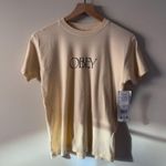 Obey 100% Organic Cotton Beige T-Shirt Regent short sleeve logo front casual XS Photo 11