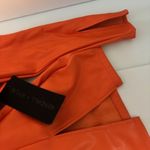 Kendall + Kylie  Orange Dress 4/6 Leather 3/4 Sleeve Off Shoulder Ruffle Bodycon Photo 8