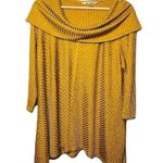 Womens Gold Relaxed Fit Sweater Cowl Neck Top Handkerchief Hem Size PL U Photo 1