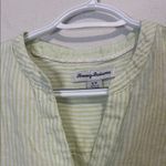 Tommy Bahama  Small Sleeveless Light Green Striped linen Top Photo 3