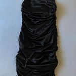 ruched silk mini dress Black Photo 0