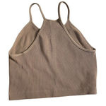 Sunzel Ribbed Crop Tank Top Large Brown Seamless Stretchy High Neck Workout Top Photo 0