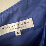 Trina Turk Blue Ruched One-Shoulder Cocktail Dress. New Year Holiday Event Photo 1