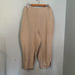 Flax  Womens 100% Linen Tan Pull On Cropped‎ Tapered Pants Photo 2