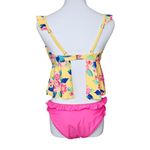 Arizona Jeans Arizona Jean Yellow Pink Cried Ruffle Tankini Floral 2pc Swimsuit LARGE Poolcore Photo 1