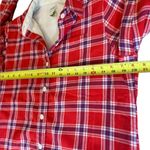 LL Bean Fleece Lined Flannel Shirt Jacket Button Front Plaid Red White Womens XS Photo 12